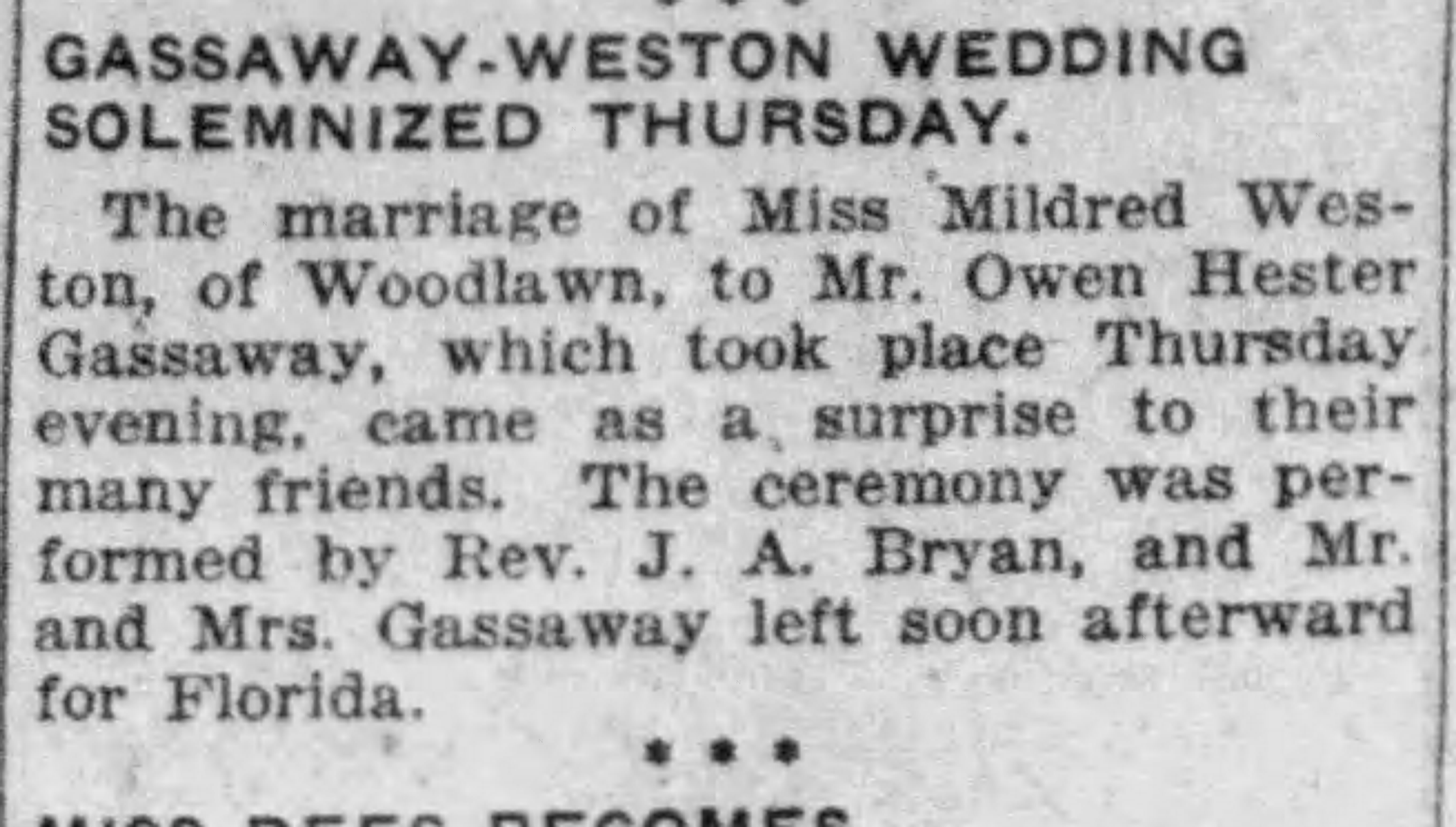 Mildred Weston-Owen Hester Gassaway